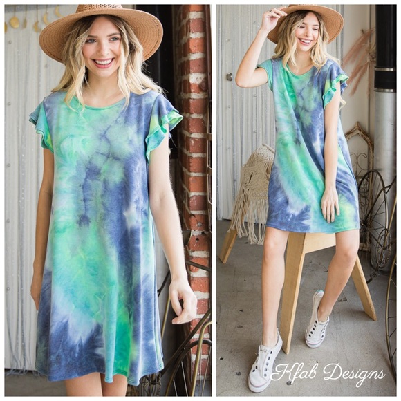 ❤️LAST! Super Soft Tie Dye Flutter Sleeve Dress - Picture 2 of 8